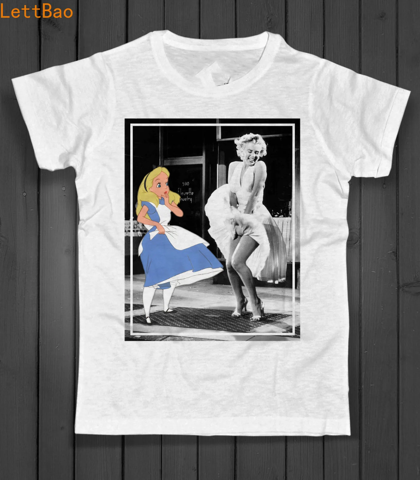 Мужская футболка Мэрилин Монро против Алисы в стране чудес чернильная футболка homme Лето vogue певица принт короткий рукав