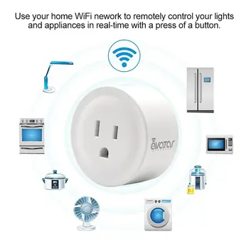 

Avatar Controls WiFi Smart Plug Wireless Outlet Electrical Socket Assistant Remote Control Timing Function Switch Home