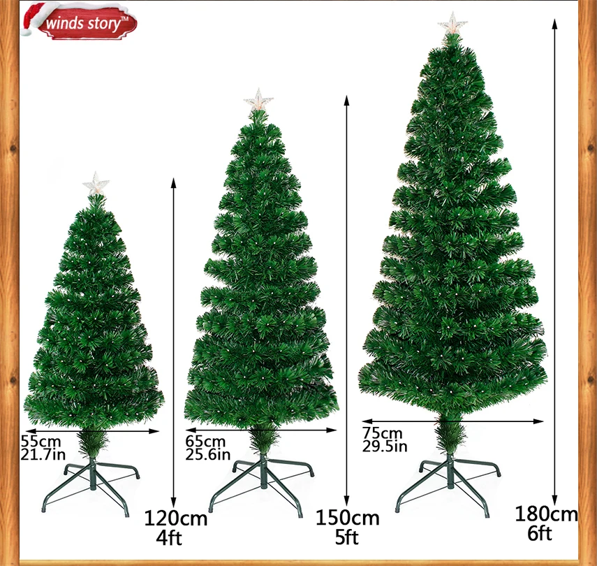Рождественские украшения 4'/5'/6' волоконно-оптическая Рождественская елка светодиодный меняющий Цвет Традиционный Искусственный Зеленый флэш Рождественская елка подарок
