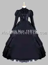 Gothic Black Victorian Era Ball Gown Stage Costume Gothic Dress