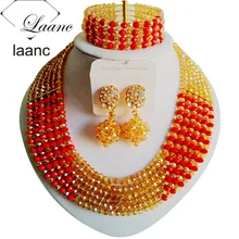 Модные красные золотые цвета шампанского Женские Стильный Кристалл ювелирные изделия аксессуары из бусин нигерийские Свадебные африканские бусины комплект ювелирных изделий ABD035