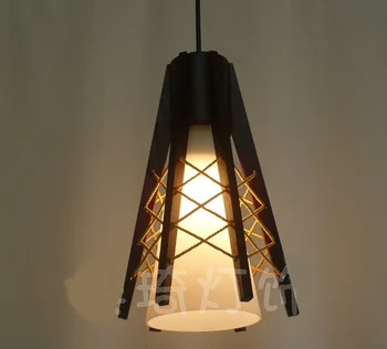 

Chinese wooden pendant lights personalized restaurant study bar lighting retro cafe decorated glass lampshade pendant lamps ZA