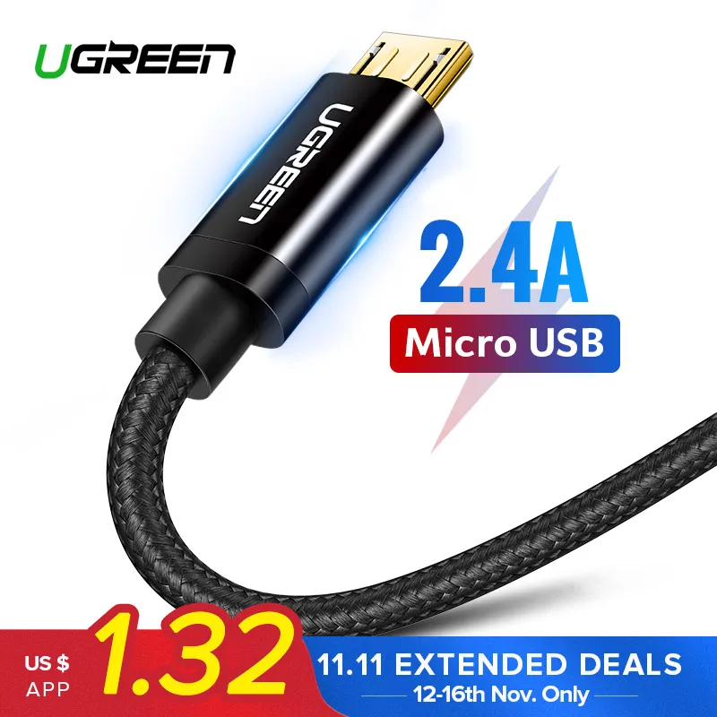 Ugreen Micro USB Cable 2.4A Nylon Fast Charge USB Data Cable for Samsung Xiaomi LG Tablet Android Mobile Phone USB Charging Cord Ugreen Micro USB Cable 2.4A Nylon Fast Charge USB Data Cable for Samsung Xiaomi LG Tablet Android Mobile Phone USB Charging Cord