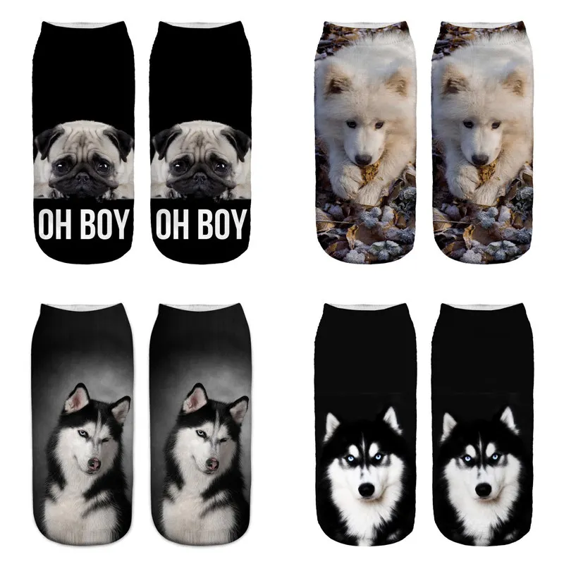Dreamlikelin 1 пара 3D каваи собаки бульдог хаски собака самоед мама Смешные животные носки унисекс лодыжки носки