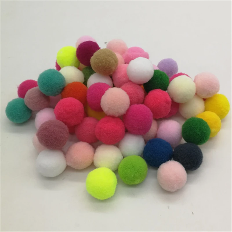 Pompón multicolor de 30g (100 piezas) de 20mm, pompones suaves