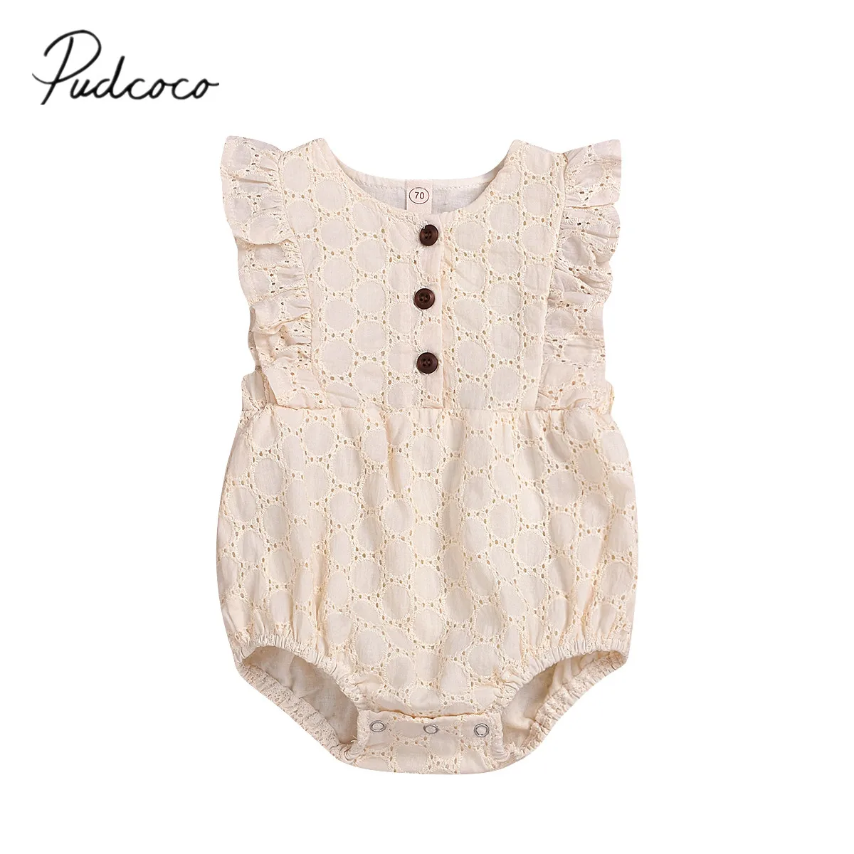 

2019 Baby Summer Clothing Newborns Baby Girl Kid Linen Sleeveless Jumpsuit Solid Flowers Jumpsuits Hollow Out Breathable Clothes
