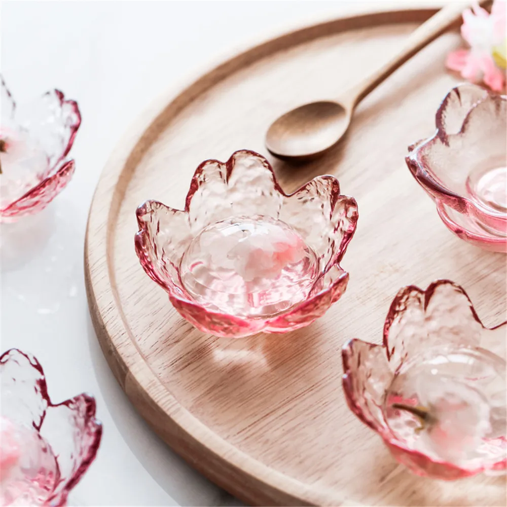 Шикарный цветок стеклянная чаша розовый прозрачный вишневый цвет блюдо тарелка йогурт фрукты десерт салат блюда Посуда Украшение 1 шт
