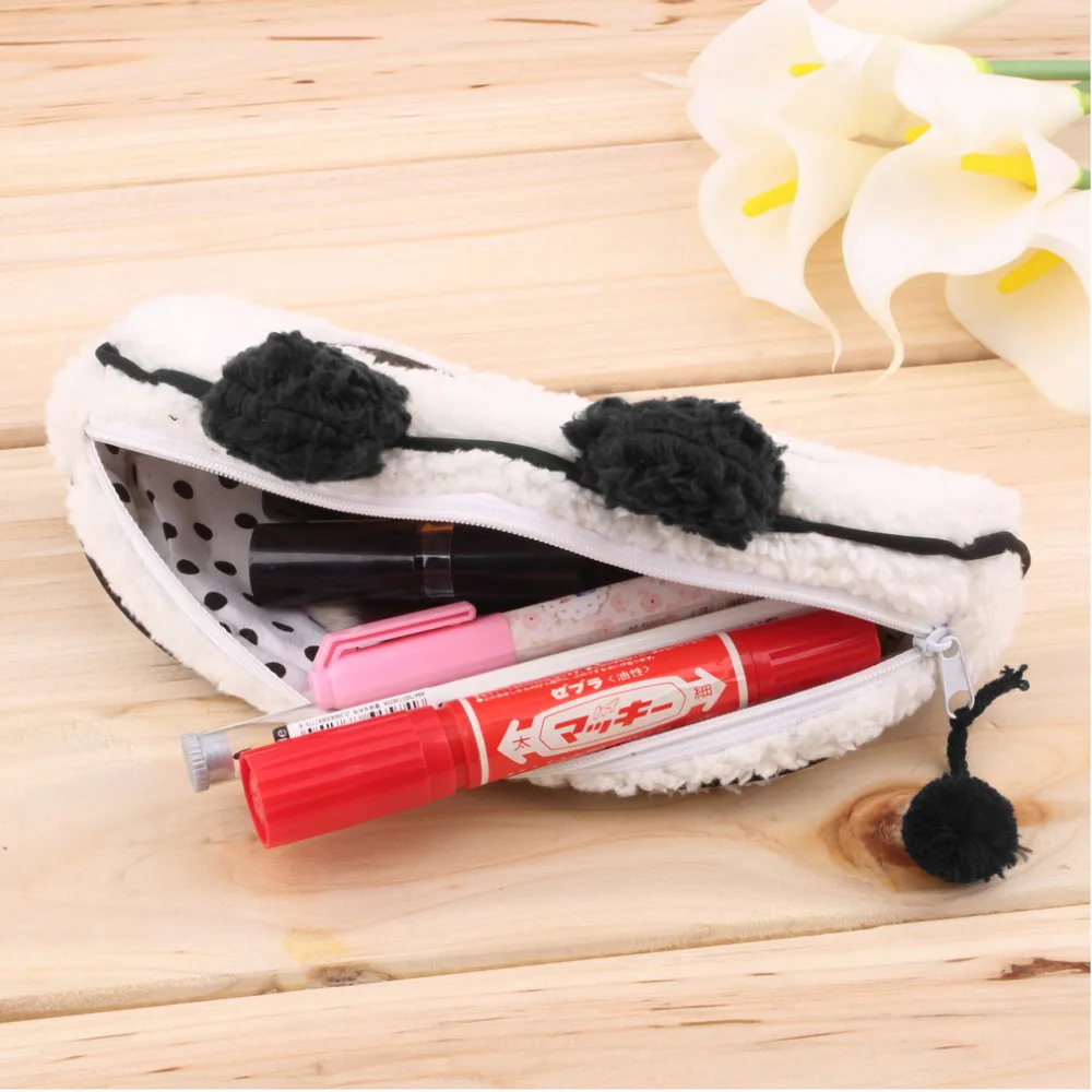 

Modern Design Kawaii Cute Style Panda Soft Plush Pencil Case Pen Pocket Cosmetic Makeup Bag Pouch Fit For Girls