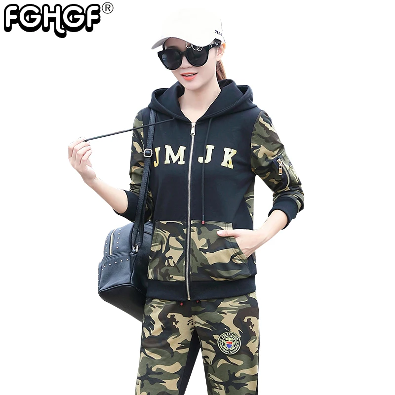 

camouflage women coat Hooded zipper stitching 2018 New style Military cotton army Sweatshirts long sleeve spring autumn 3805