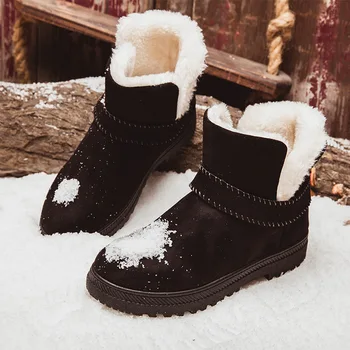 

Fur Warm Women Winter Shoes Round Toe Flat Snow Boots Warm Winter Ankle Boots For Women Shoes 60 62 62 66 Size SWE0027
