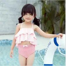 Детский купальник, расколотый на две части, купальник для девочек, Солнцезащитный Купальник для девочек 2-14 лет