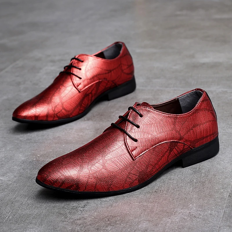 fashion snake skin men leather dress shoes cool designer evening party male footwear italian wedding brogue oxford shoes for men (56)