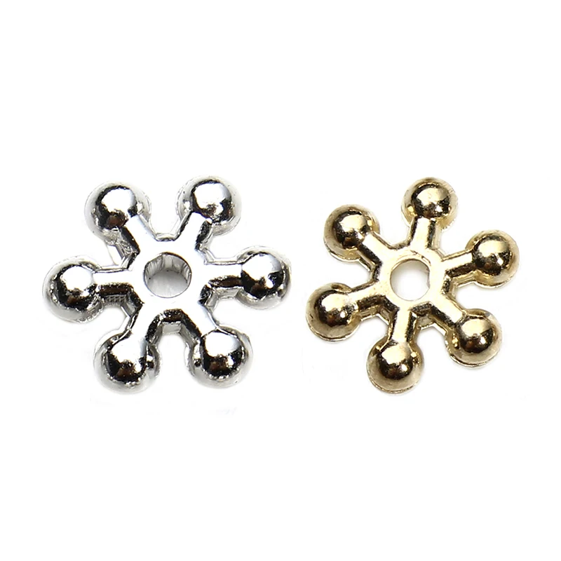 

LINSOIR 500pcs/lot Dia 8mm CCB Plastic Daisy Spacer Beads Silver Gold Color Snowflake Spacer Beads Tibetan For Jewelry Making