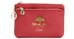 Дизайнерский бренд портмона Для женщин натуральная кожа тонкая мини-монетница женский ключ держатель для карт сумки пчелы монет для