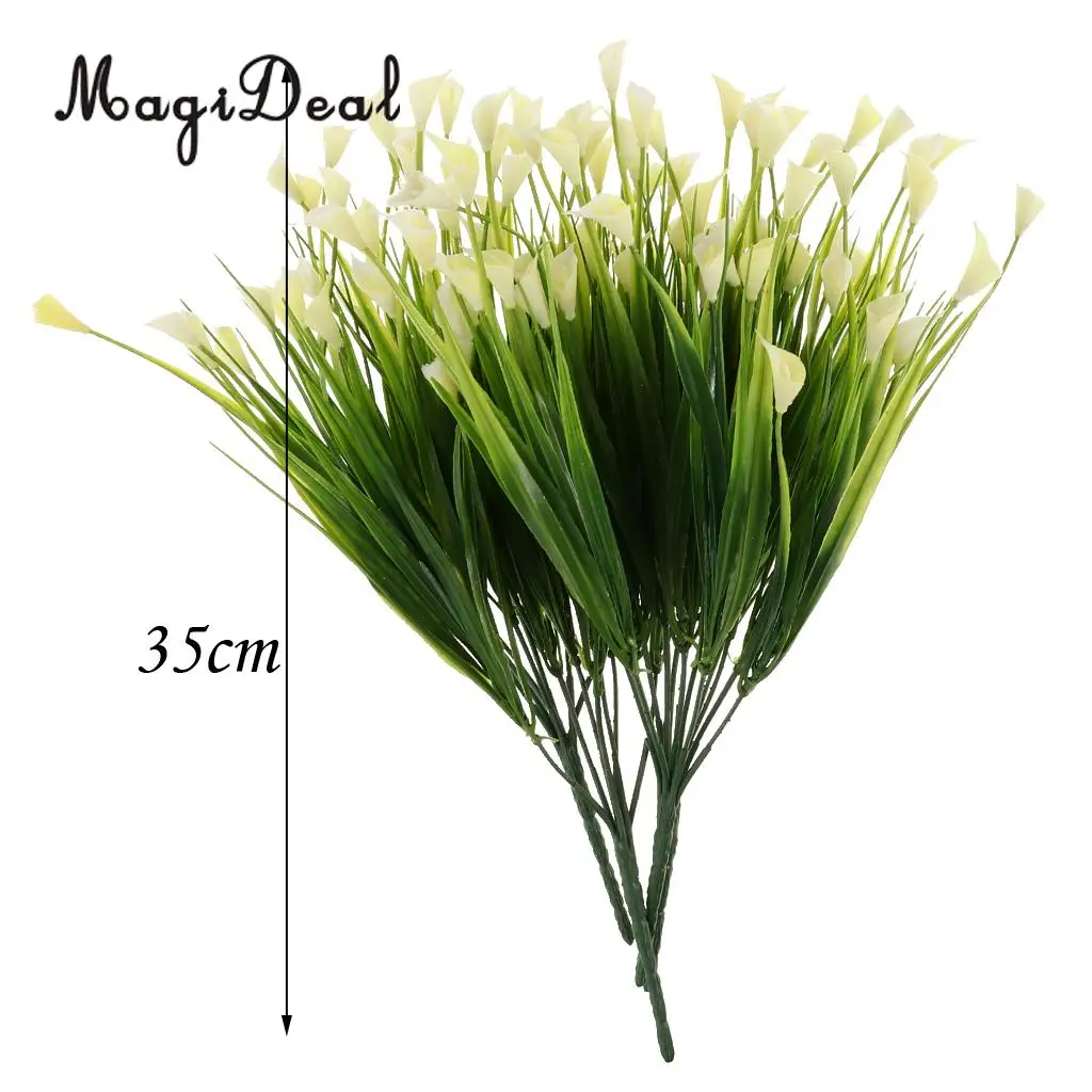 4pcs Artificial Shrubs Calla Lily Plastic Greenery Plants Flower Arrangement for Home Kitchen Dining Room Hanging Decor