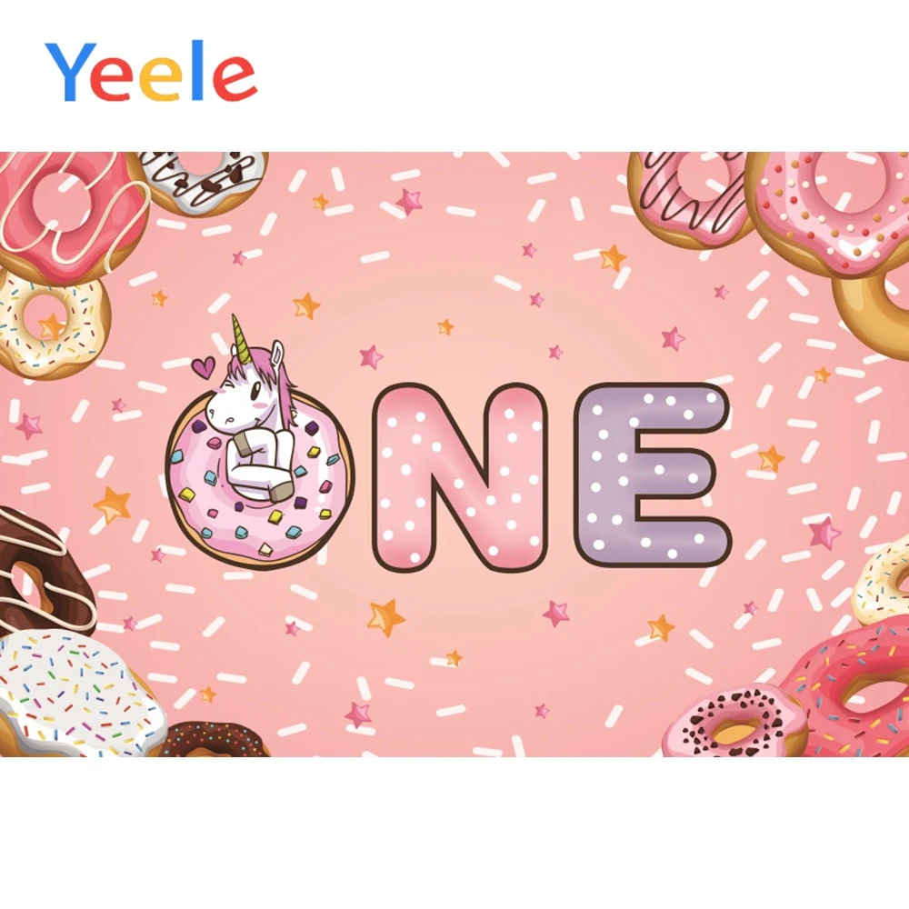 

Yeele Sweets Donuts One Birthday Unicorn Party Scene Baby Background Photography Portrait Photographic Backdrop For Photo Studio