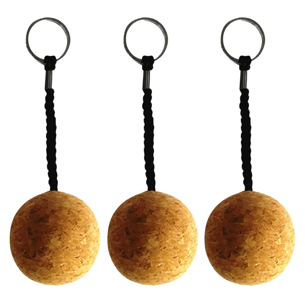 MagiDeal 3x 5cm Floating Cork Keyring Wooden Ball Buoyant Water Sports Float Key Ring Floating Cork Keyring