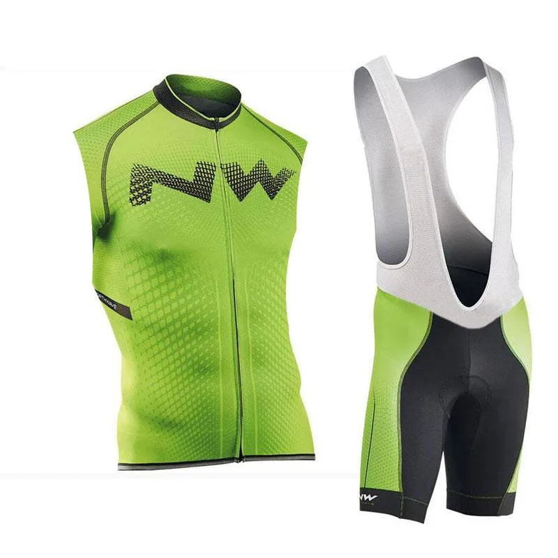 

New NW team Cycling Jersey set Men Sleeveless Breathable Maillot Ropa Ciclismo MTB Sportwear Bike Clothing bib shorts 9D gel pad