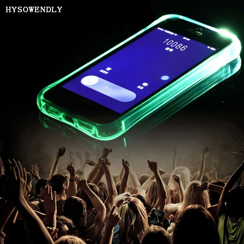 

New Light up Lum Selfie Light Case for iPhone X 7 8Plus 6S plus 6S 5S TPU+PC LED Flash Soft TPU Remind Incoming Call Back Cover