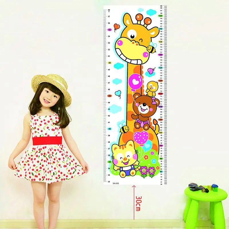

New Children Height Measure Ruler Wall Stickers Cute Cartoon Animals Cute Cartoon Animals Eco-friendly PVC Wall Stickers