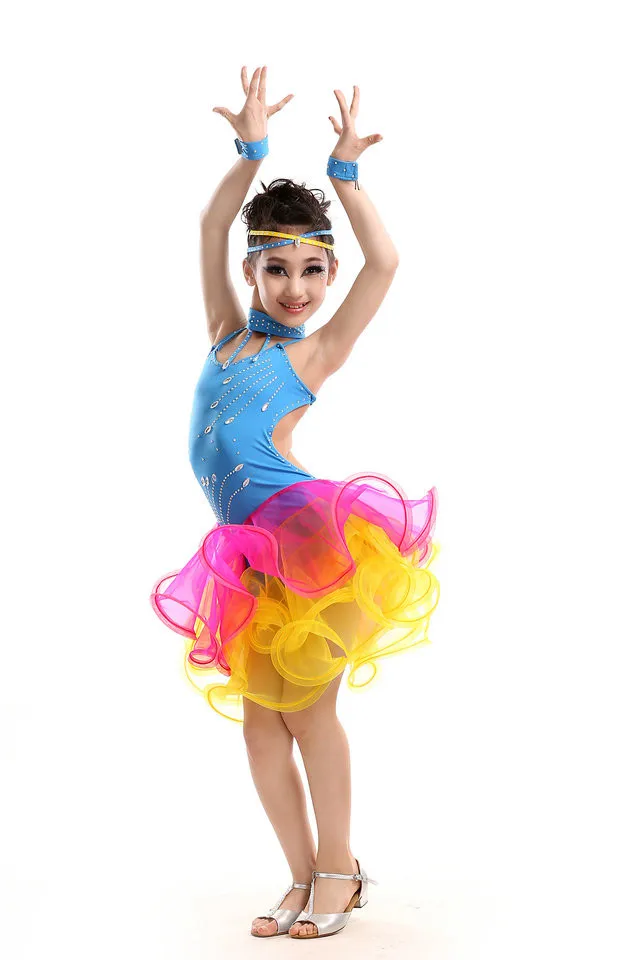 Latin Dance Dress Salsa Tango Cha cha Ballroom Rhinestone Competition Dress F471 