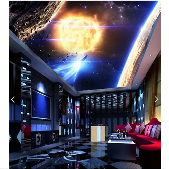 Us 11 79 55 Off Custom Foto Tapete 3d Decke Tapete Wandmalereien Die Solar System Planeten Fresken Zenit Wandbild 3d Wohnzimmer Tapete Decor In