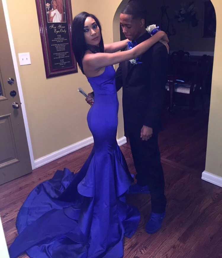 2017 Elegant Black Girl Prom Dress Evening Mermaid Roayl Blue Long Gown | Свадьбы и торжества