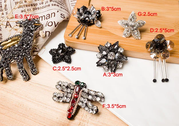 

4-20pcs/lot 2-5cm width star dragonfly Rhinestones beads stones shoes bag hair brooches applique patch V51A95P0828E