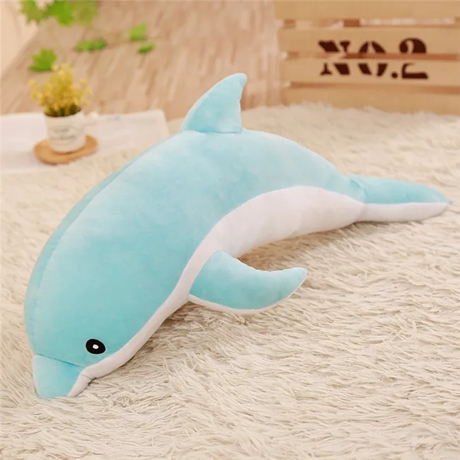 30-120 см Kawaii мягкая плюшевая игрушка Дельфин большой размер мягкая мультяшная Подушка с животным ворсом креативная для детей милая игрушка для девочек Рождественский подарок - Цвет: blue