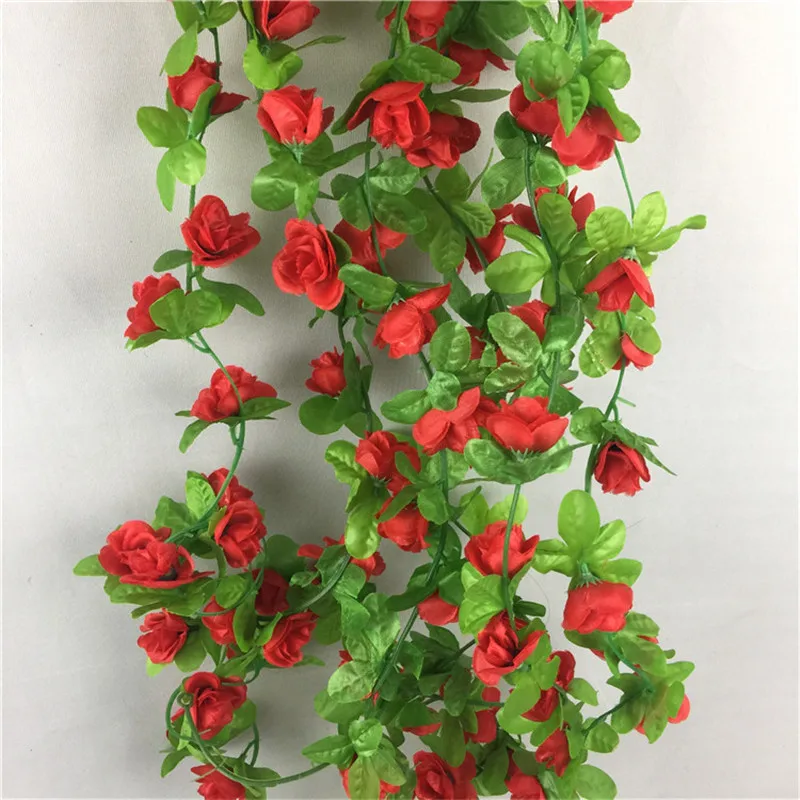 2m 35 Heads Artificial Flower Vine Rose decora para Hanging Wall Decoration