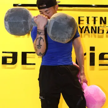 

60cm Sports Fitness Dumbbell Shape Pillow Plush Toy Pillow Cushion Cute Plush Multicolor