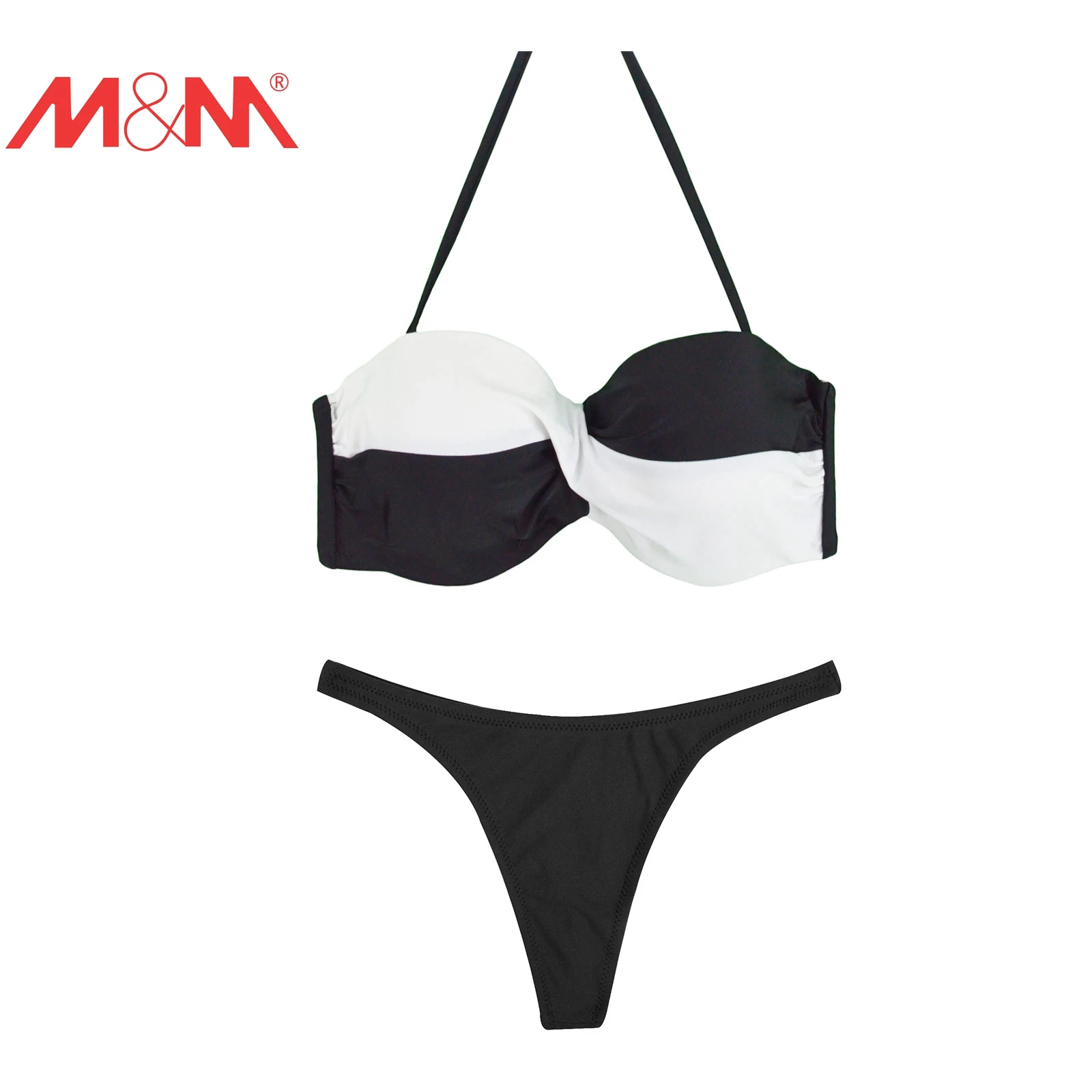 

2016 Women Sexy Bikini Set Brazilian Bandeau Swimwear Swimsuit Pad Halter Strapppy Ruched Bikini Sport Tong Bottom SAT607-B604
