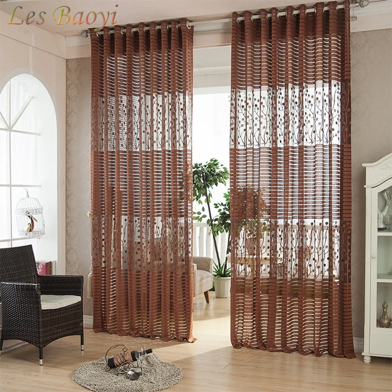 Us 13 35 40 Off Les Baoyi New Solid Sweet Floral Tulle Voile Pachira Printed Tulle Voile Door Window Curtain Living Room Bedroom Balcony Curtain In