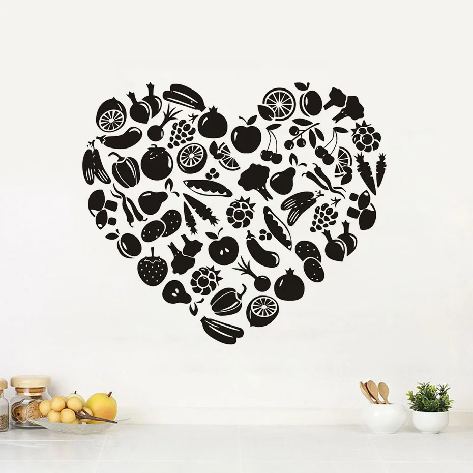 Kitchen Accessories Wall Stickers Heart Shaped Fruit And Vegetable Kids Room Living Room Home Decor Vinyl Wall Decal Removable Kitchen Accessories Wall Stickers Heart Shaped Fruit And Vegetable Kids Room Living Room Home Decor Vinyl Wall Decal Removable