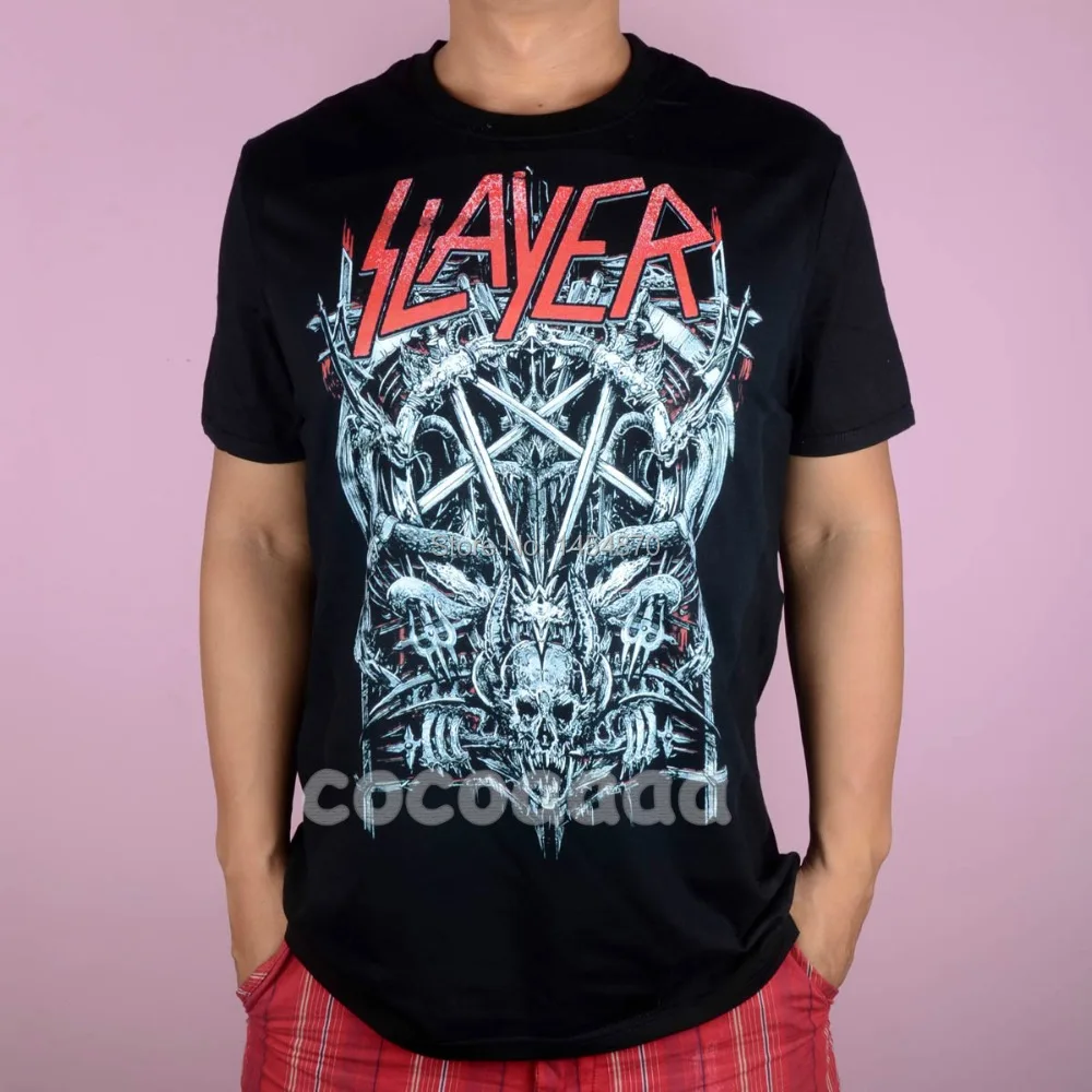 9 дизайнов SLAYER Рок брендовая мужская женская рубашка 3D демон Череп Кость Хардрок