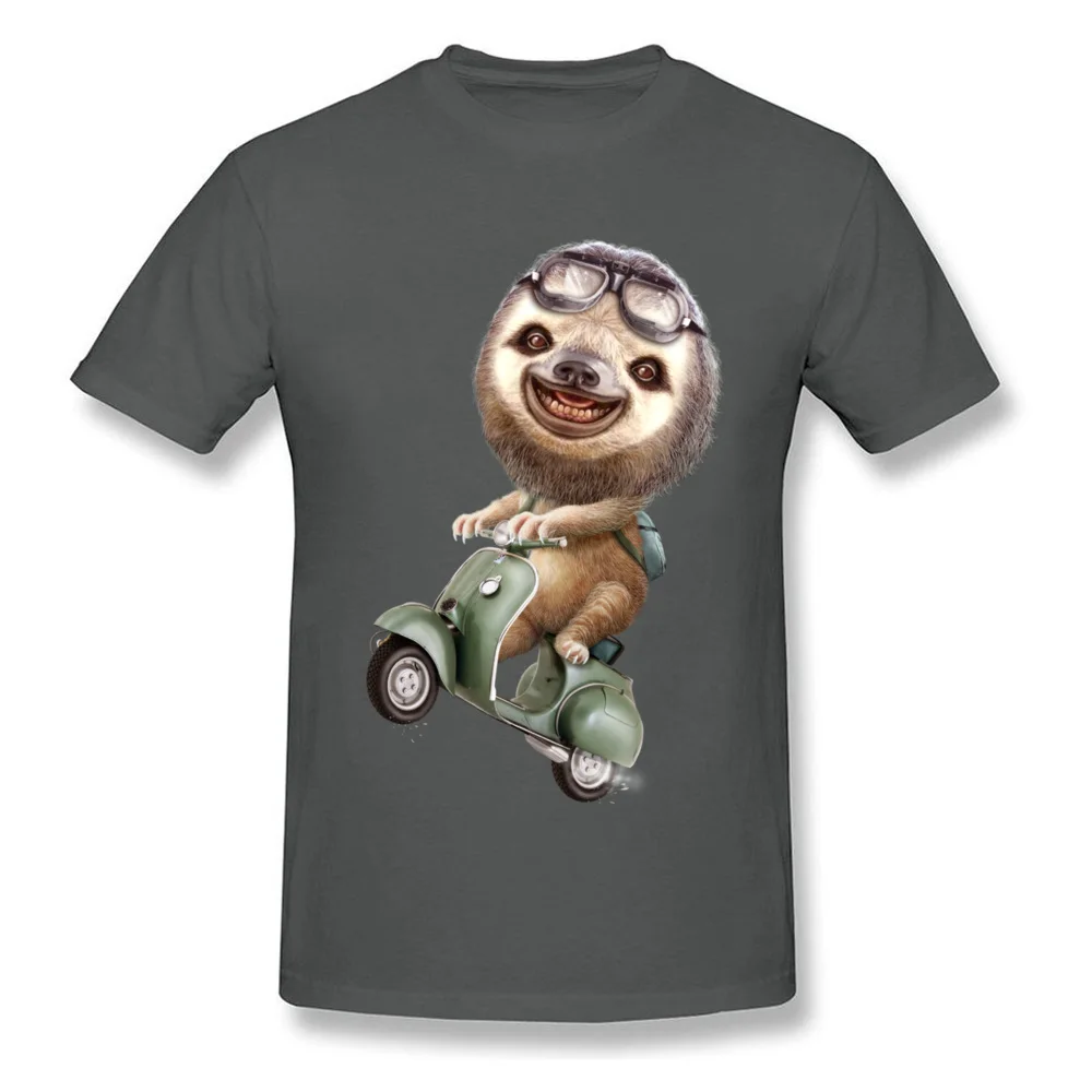 RUNAWAY SLOTH T-shirts Cool Short Sleeve Fashionable Round Neck Cotton Fabric Tops Shirt Clothing Shirt for Men Fall RUNAWAY SLOTH carbon