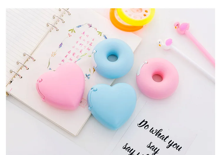 Kawaii Doughnut Васи резак для ленты симпатичная Маскировка для хранения ленты Органайзер резак канцелярские товары офисная лента машина школьные принадлежности