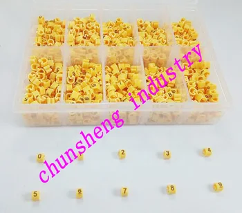 

1000pcs/box EC-0 0.5mm2 10 different number 0-9 cable marker yellow color set