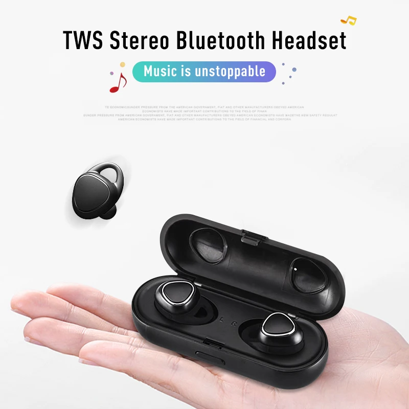 TWS Bluetooth Headset Stereo Bass Sport Headset Sports Music Headphones Wireless Stereo Bluetooth Headset For Android Phones