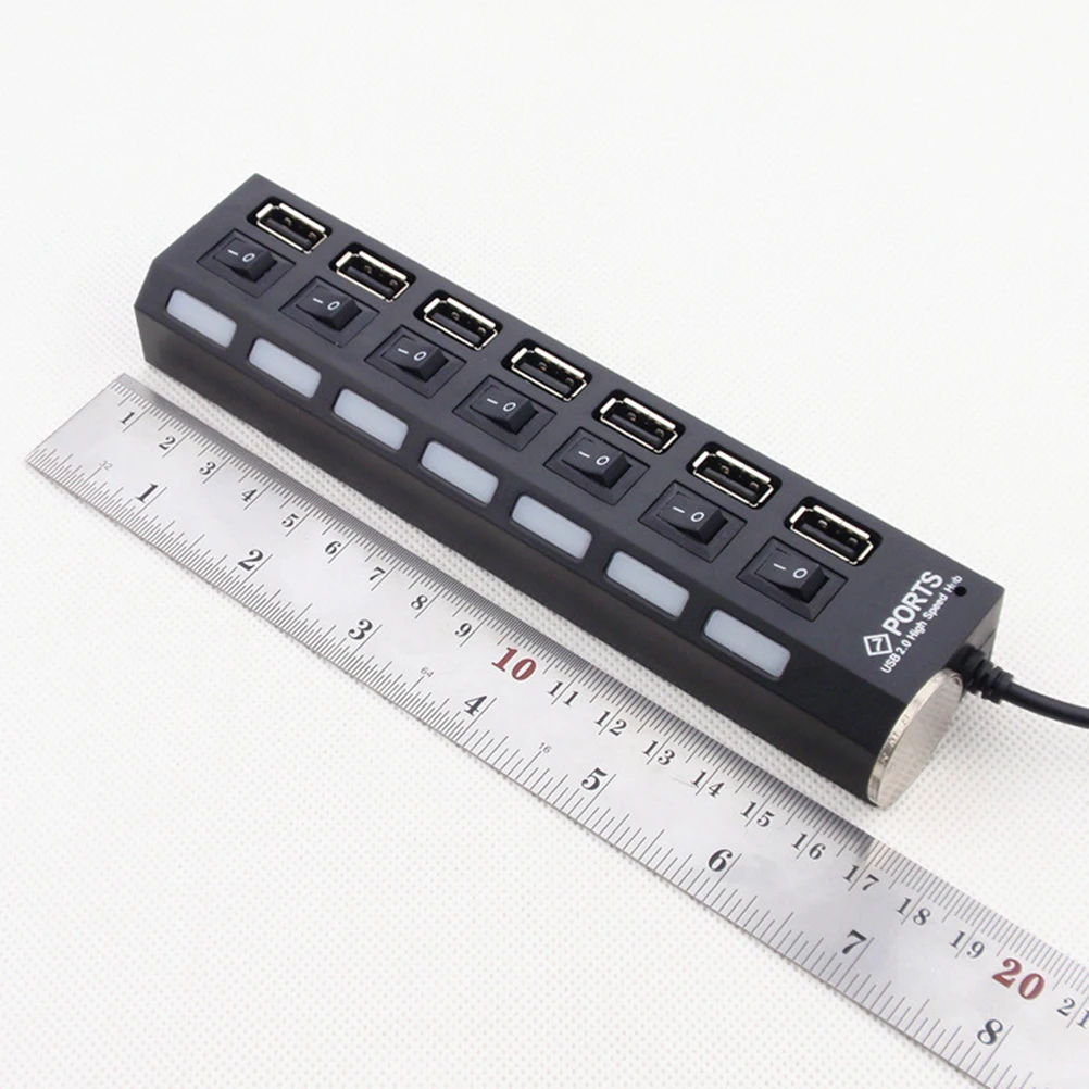 7 Ports High Speed USB Hub 480 Mbps USB 2.0 Hub On/Off Switch Hub USB Splitter For PC Laptop Computer Peripherals Accessories