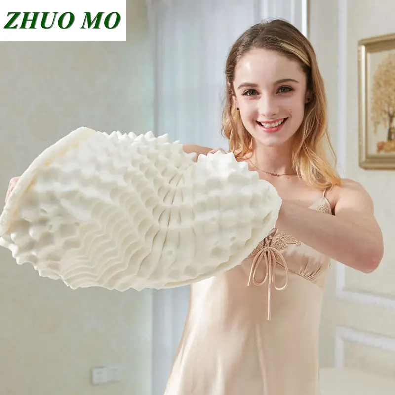 ZHUO MO 37x57cm Natural Latex Pillow Sleeping Bedding Cervical Massage Pillow Health Neck Bonded Head Care Memory Pillow