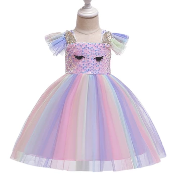 

Cute Rainbow Unicorn Dress Tutu Tulle Dress Baby Kids Girls Wedding Birthday Party Dress for Photo Shoot Unicorn Princess Dress