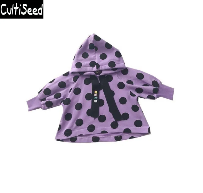 

Cultiseed Baby Girls Polka Dot Print Hoodies Sweatshirts Baby Kids Loose Casual Hooded Sweatshirts Tops Children Cartoon Hoodies