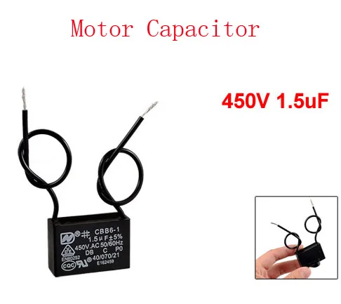 

450V 1.5uF Polypropylene Film Start Ceiling Fan Motor Capacitor Black 4pcs