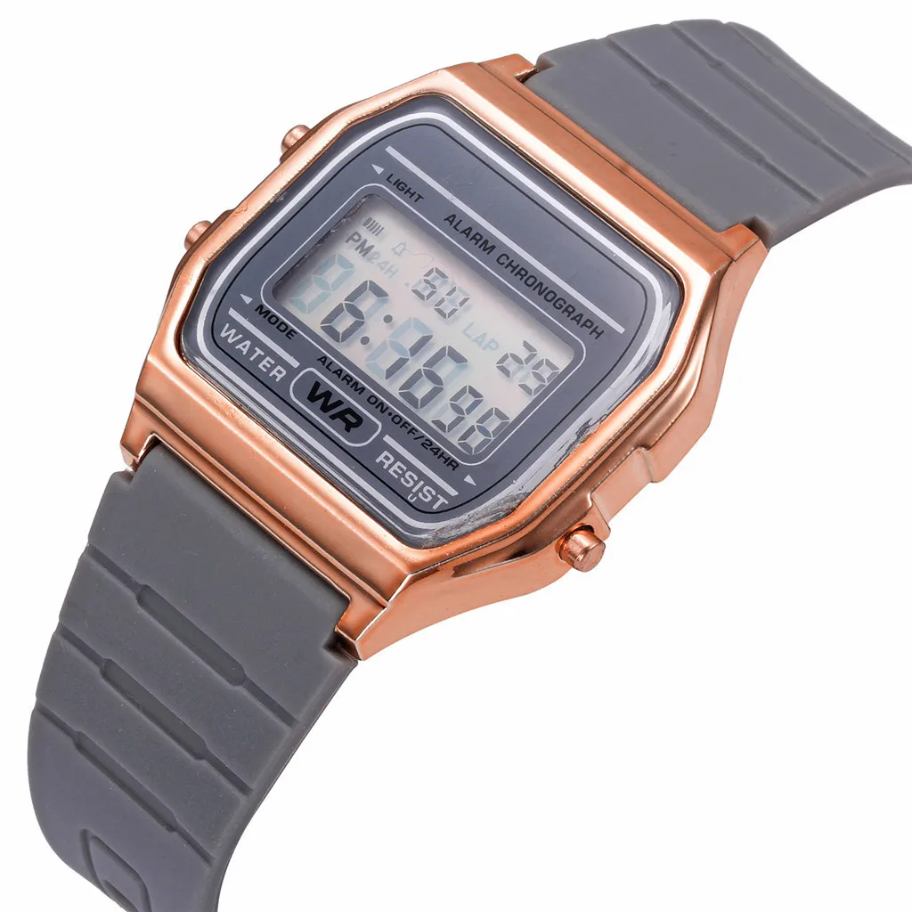 New Fashion gold silver Silicone Couple Watch digital watch square military men women dress sports watches watch A4