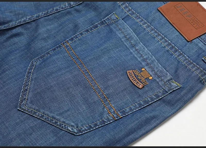 2019 Spring Summer JEEP Brand Cotton Jean Elastic Mens Casual Full Length European American Jeans Cotton Pants Fashion Trousers (42)