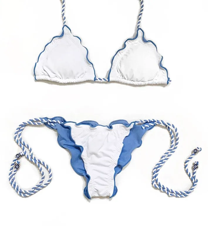 White Bikini Set 2018 Ruffle Swimwear Women Bandage Swimsuit Sexy