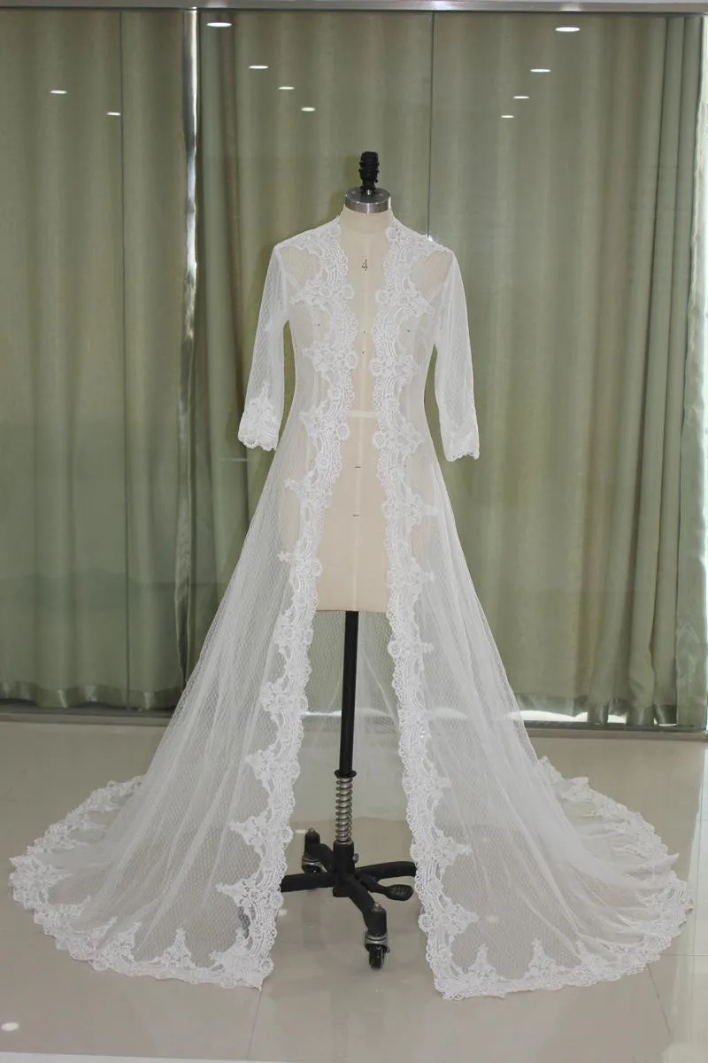 Lace Bridal Wraps Long Sleeves Bridal Coat Sweep Train Wedding Capes Wraps Bolero Jacket Wedding Jacket Wraps Shrugs