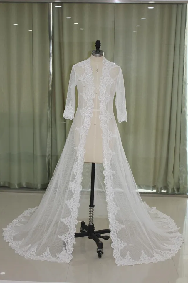 lace wedding jacket with train