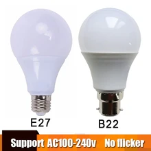 Real Power LED Bulb E27 LED Lampada Ampoule Bombilla 3W 5W 7W 9W 12W 15W B22 LED Lamp 220V Cold/Warm White Led Spotlight